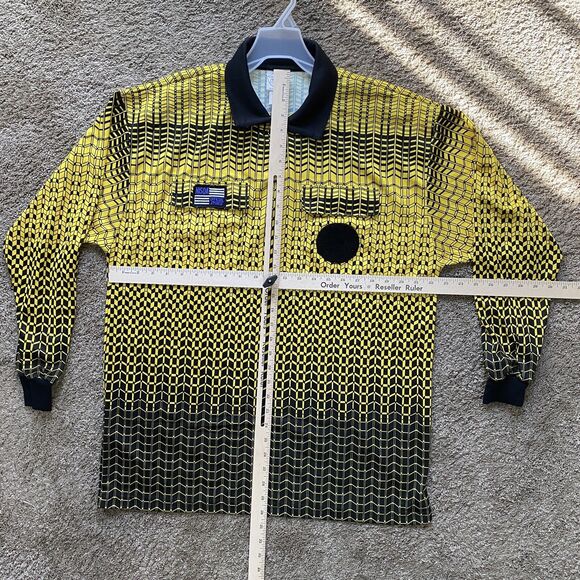OfficialSports Soccer NISOA Referee Jersey Yellow Black Patterned Long Sleeve LG - Picture 4 of 7